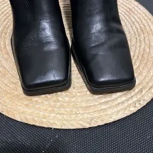 Zara Shoes Zara Cowboy Square Toes Leather Ankle Boots Size